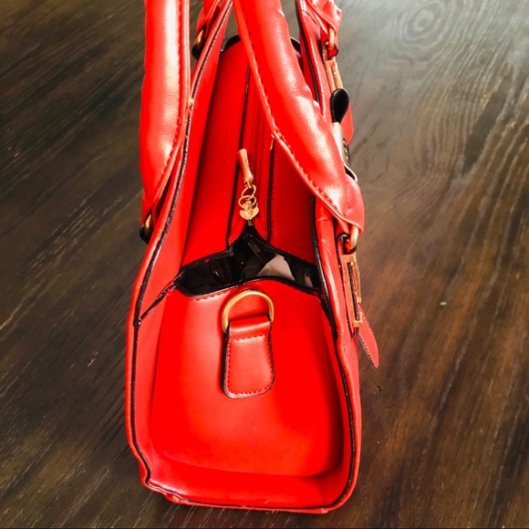 Red Leather Shoulder Handbag, Fashion Purse - Picture 5 of 8